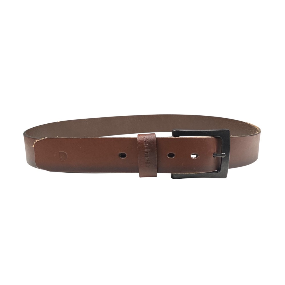 Carhartt Mens Brown Leather Work Belt Matte Black Buckle Size 38 40